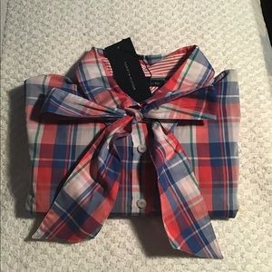 Plaid multi color button down